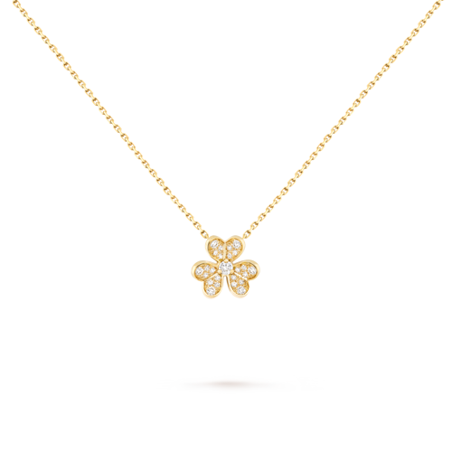Frivole pendant, mini model, 18K yellow gold, Diamond:  25 stones,  0.21 carat, Detail, Jewelry Pendent - Van Cleef & Arpels