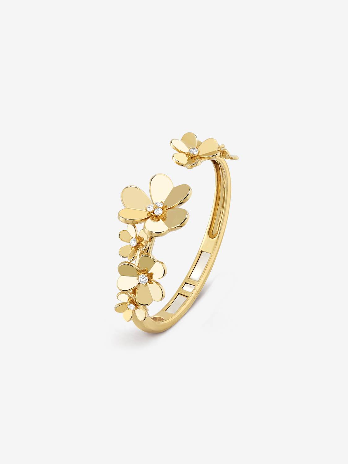 Frivole bracelet, 7 flowers, 18K yellow gold, diamond, Frivole collection, Van Cleef & Arpels