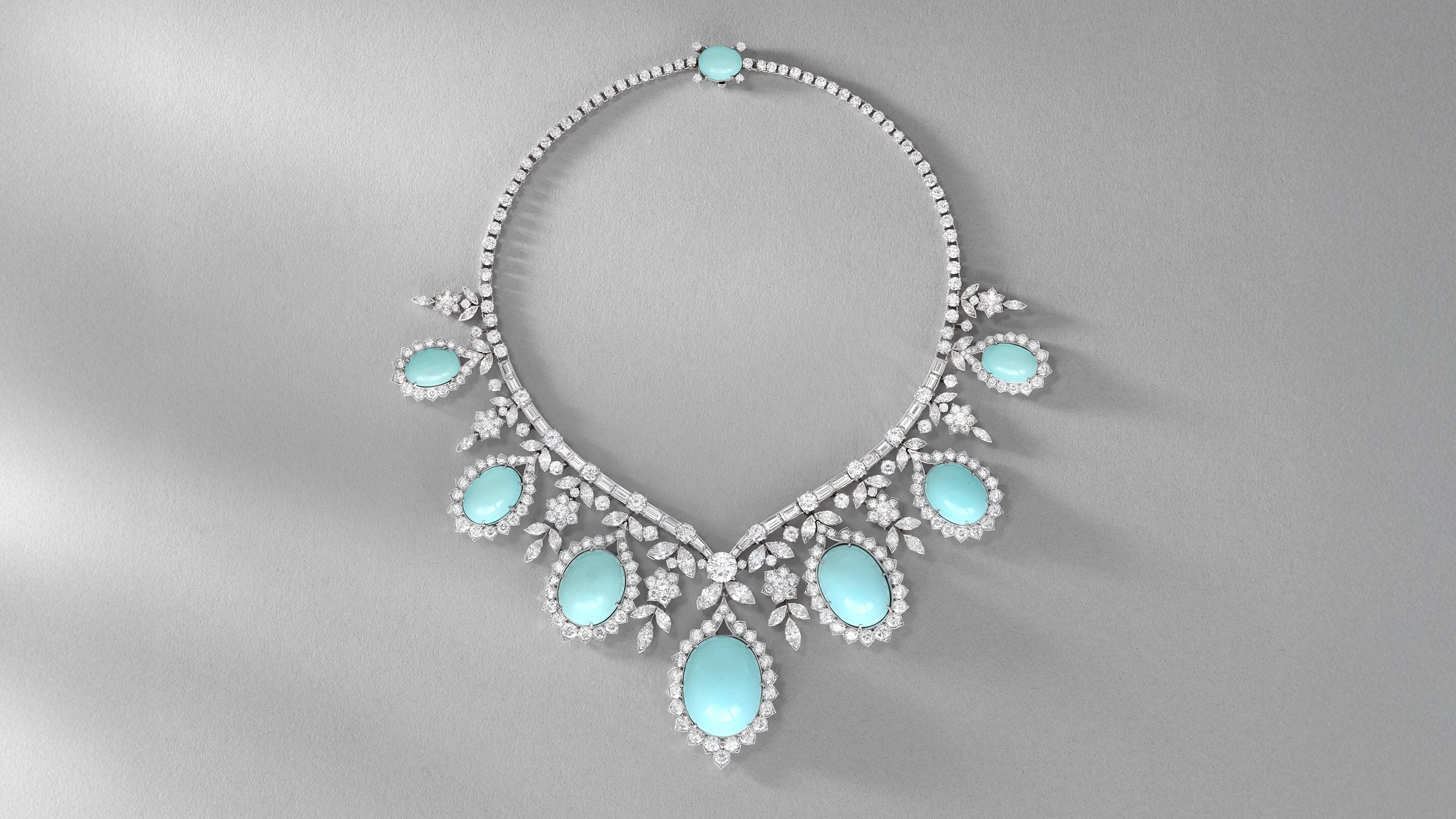 Platinum, turquoises, diamonds necklace, 1955. Heritage Collection. Van Cleef & Arpels.
