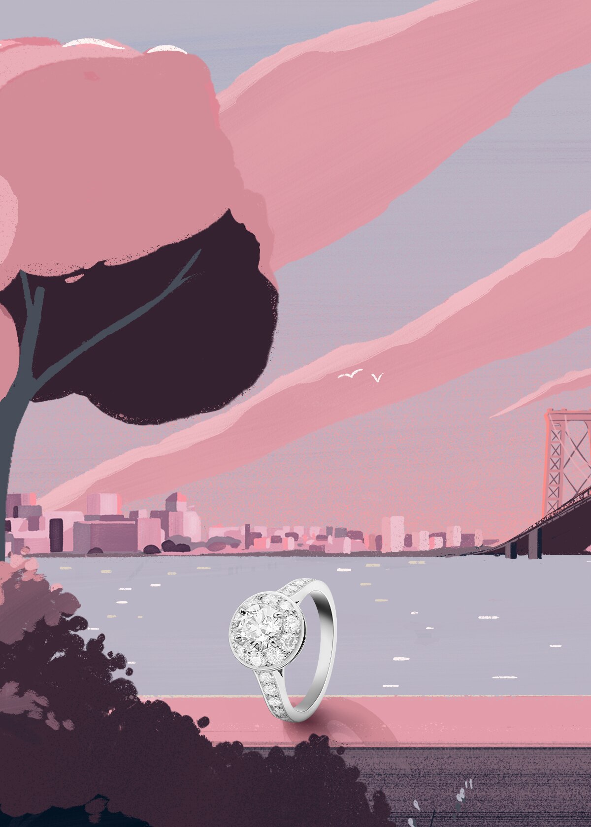 Icône solitaire, platinum, round diamonds, one round 1.00 ct EVVS2 diamond. Bridal collection, Van Cleef & Arpels.