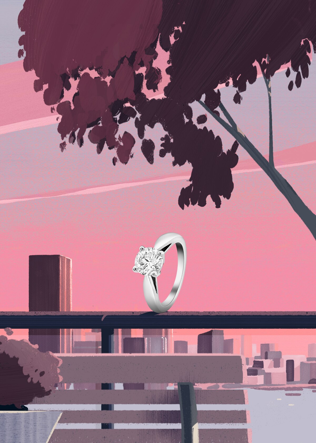 Bonheur solitaire, platinum, one round 1.00 ct DIF diamond. Bridal collection, Van Cleef & Arpels.