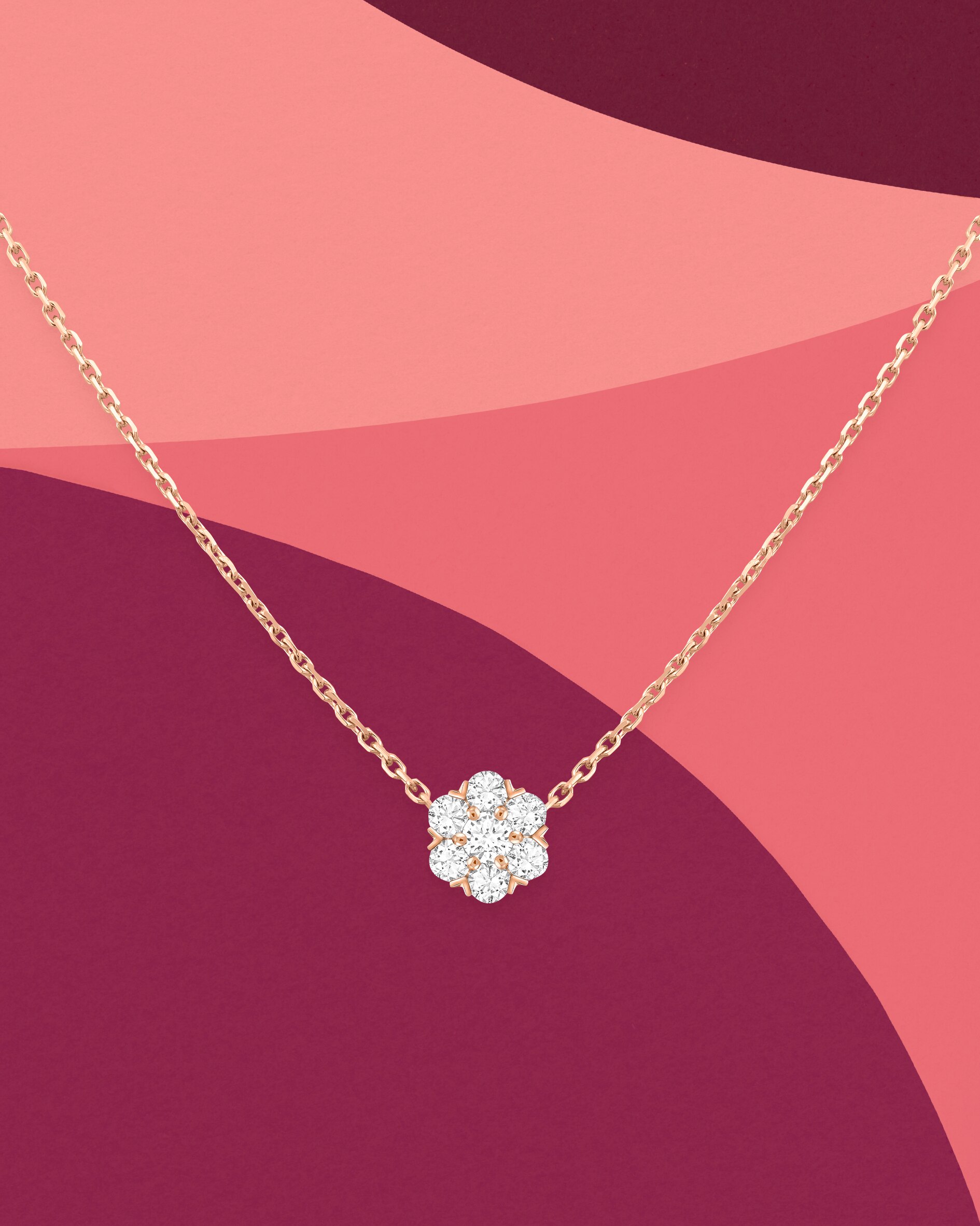 Fleurette pendant, 18K rose gold, diamonds. Fleurette collection, Van Cleef & Arpels.